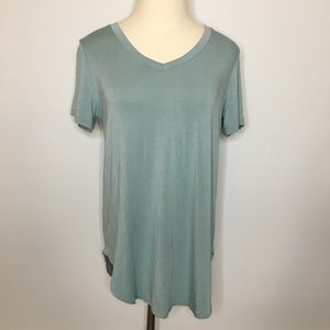 RAE MODE Dusty Blue V Neck Short Sleeve Shirt Small